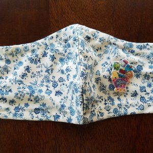 Face Mask KIDS Blue Floral Removable Shopkins